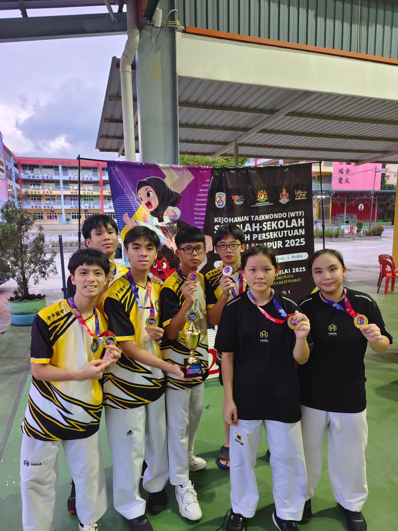 Students with medals and trophies at the KL schools championship 2025